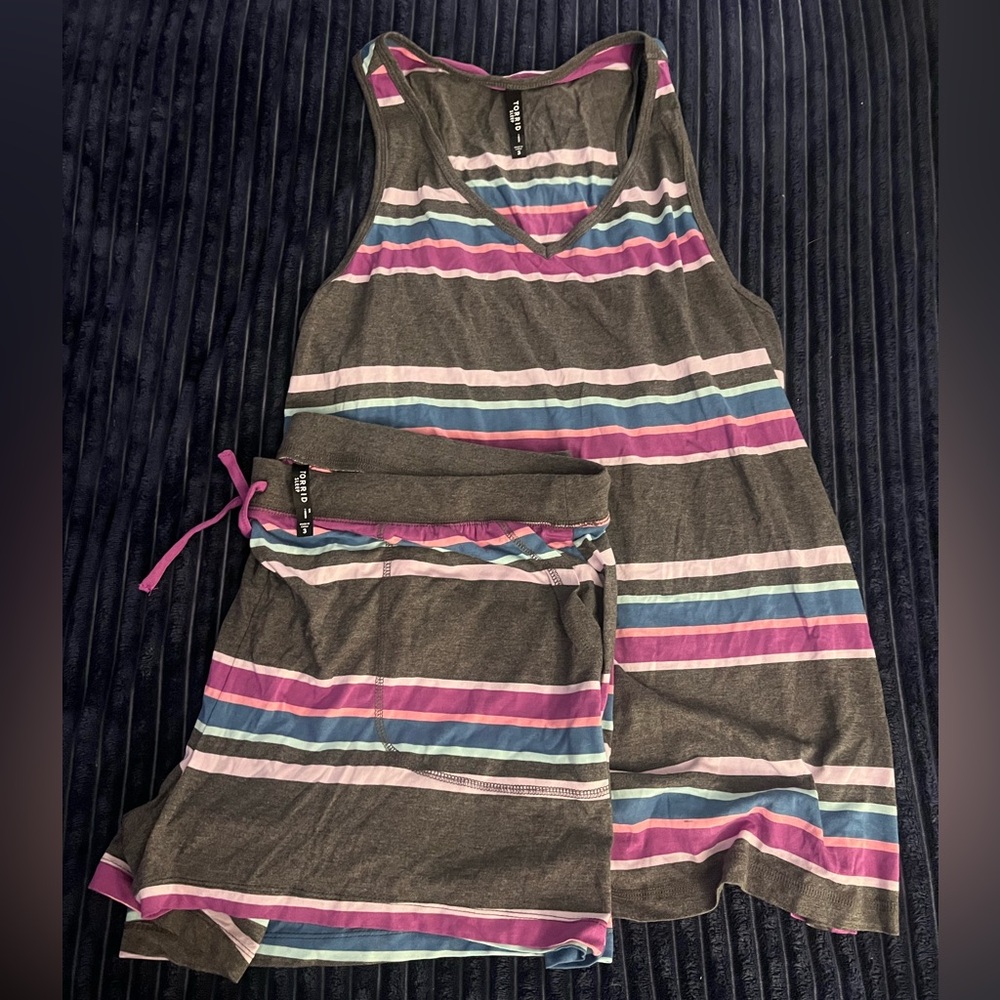 Torrid Sleepwear Set with Pink and Blue Stripes